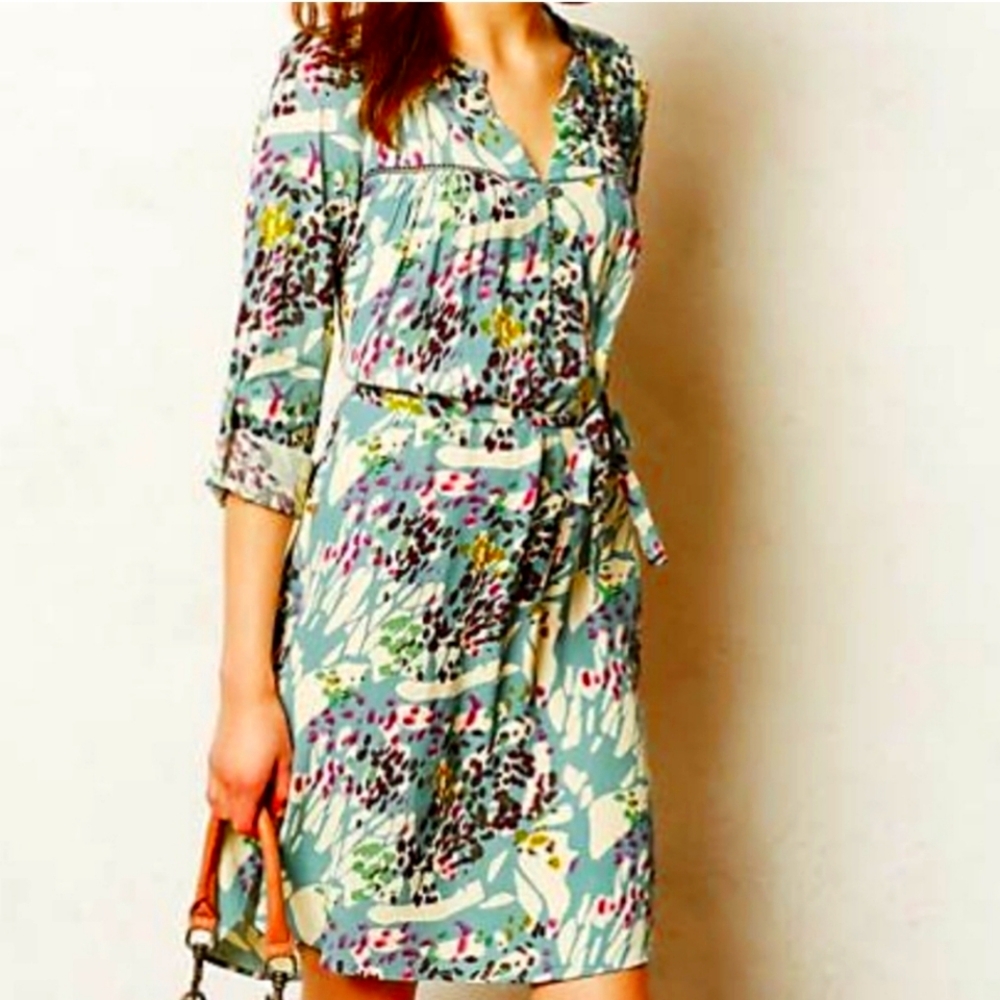 Dolan for Anthropologie Wanderlust Floral Shift Dress, Green Multi, M